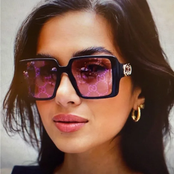 Gucci Brown Rectangular Glasses - Picture 5 of 6